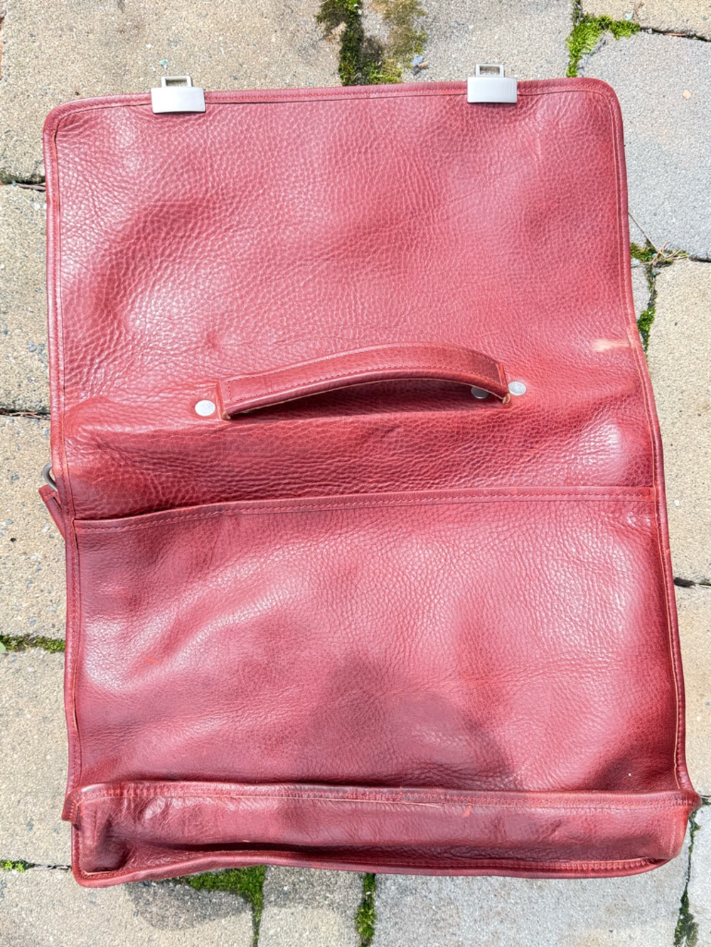 Vintage Red Leather Briefcase with Silver Hardware - Picture 2 of 6